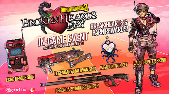 Borderlands 3 Broken Hearts Day Event Rewards