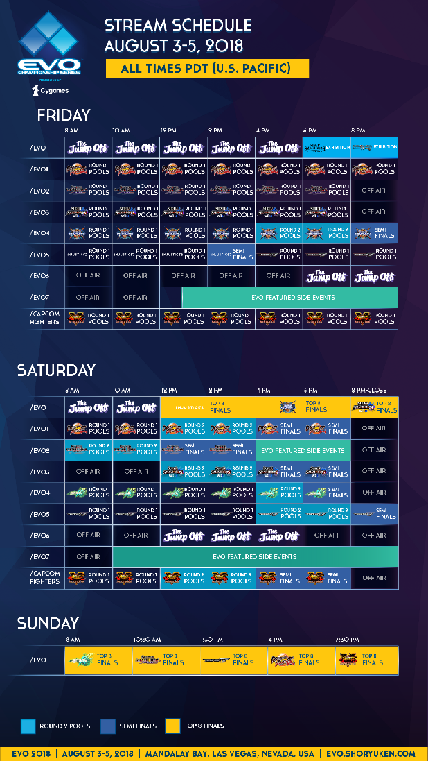 Evo 2018 Stream Schedule