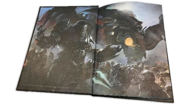 A photo of the endsheets inside the front cover of the Halo Wars 2 official guide