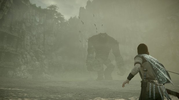 Players get their first look at the very first colossus in Shadow of the Colossus.
